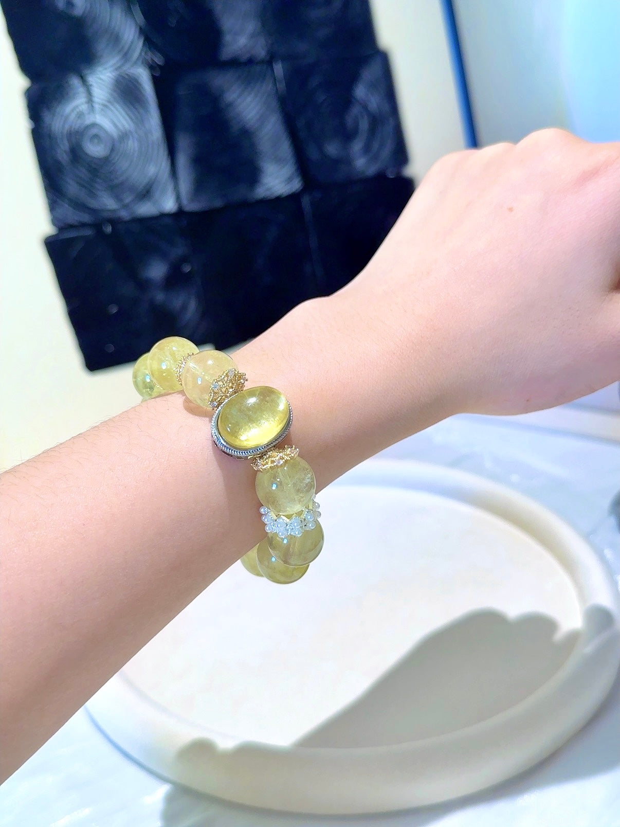 ▫️▪️ Citrine yellow lepidolite magic box bracelet